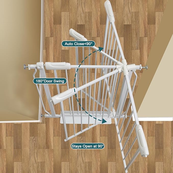 38-43 Inch Wide Baby Gate for Stairs Indoor Safety Gate for Toddlers Kids Pressure Mounted Dog Gates for The House Doorways Pet Gate Walk Through Metal Gates(White, 38.58"-43.31"/98-110CM)