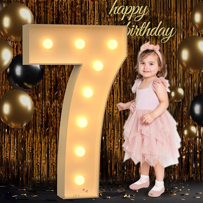 3FT Marquee Numbers, Light Up Numbers 7 for 7th 27th 70th Birthday Decorations, Big Numbers for Party Decorations, Large Light Up Numbers for Party Decor DIY Pre-Cut Foamboad Mosaic Numbers