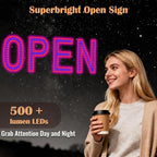 LED Open Sign for Business, exTopGoal 30"x10" Large Ultra Bright Open Signs with Remote Control, Dimmable Window Sign for Store Shop Storefront - Red&Blue