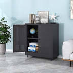 Metal Storage Cabinet with 2 Doors and Adjustable Shelf, Steel Accent Sideboard Buffet Cabinet for Home, Office, Garage, Entryway, Living Room, Kitchen Pantry and Dining Room (Black)