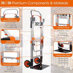3 in 1 Folding Hand Truck Dolly Cart with Wheels, 660lbs Capacity Foldable Utility Cart Aluminum Trolley Cart Convertible Dolly for Moving Furniture Shopping for Garden Home Office Warehouse