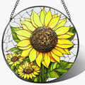 8-Inch Stained Glass Ornament, Stained Glass Window Hanging, Sunflower Ornament, Window Hanging Decor Suncatcher | Mother's Day, Christmas, Birthday, Gifts for Sunflower Plant Lovers
