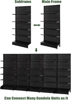 Pegboard Display Stand, Gondola Retail Shelving Wall Display for Convenient Grocery Office Supply or Liquor Stores, Single Side Peg Board Panels, Extra 20 Hooks, No Including 4 Shelves
