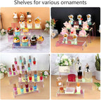 ELEGANTLIFE Acrylic Display Riser,4.3mm Heavy Duty Crystal Display Stand Shelf Layered Aesthetic, Jewelry Display Shelf Risers for Décor,4 Pack Set Multi-color (Iridescent)