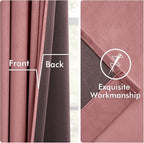 MIULEE Velvet Curtains 84 Inches Long 2 Panels Set for Bedroom, Pinch Pleat Back Tab Luxury Thermal Insulated Pink Living Room Darkening Drapes Pleated Blackout Window Curtains with Hooks, Dusty Rose