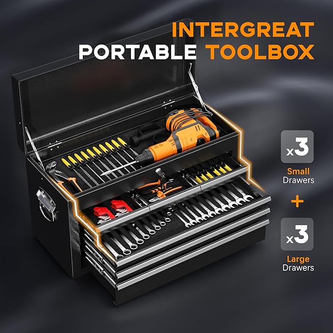 INTERGREAT Rolling Tool Chest with Wheels and 8 Drawers, Detachable Large Tool Cabinet with Lock for Garage, Locking Mechanic Tool Cart with Black Liner for Warehouse, Workshop, High Capacity