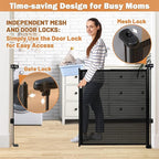 42" Extra Tall Retractable Baby Gates Dog Gate for Stairs, 55" Wide Mesh Baby Gate Pet Gate with Support Rods for The House, Child Safety Gates for Doorways, Hallways, Deck, Porch, Indoor, Outdoor