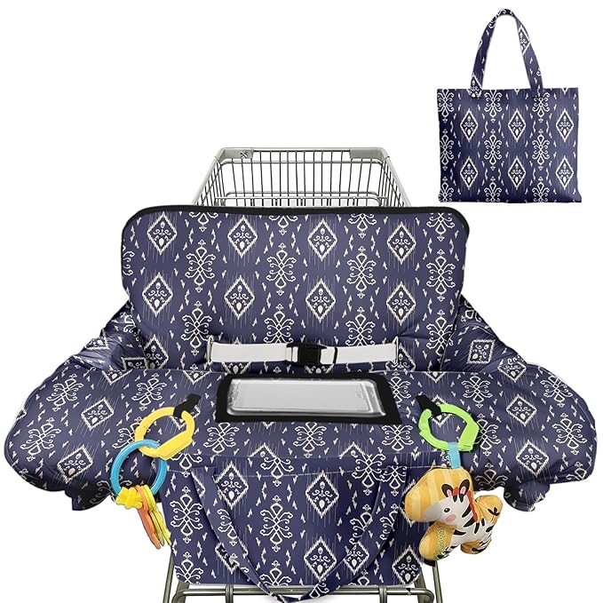 Shopping Cart Cover for Baby Girl Boy 2-in-1 High Chair Water Resistant High Chair Cover w/Phone Pouch Pocket Gender Neutral Cart Cover for Zebra Texture Babies Padded Grocery Cart Cover for Baby