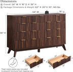 T4TREAM Fluted 9 Drawers Dresser, 54" Wide Modern Chest of Drawers, Curved Profile Design, Dresser TV Stand, Wood Drawer Organizer for Bedroom, Living Room, Hallway, Dark Walnut