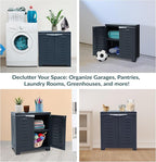 Sunnydaze Plastic Garage Storage Cabinet with Adjustable Shelf - 25.5" H - Garage, Office, Home, Laundry Room - Charcoal