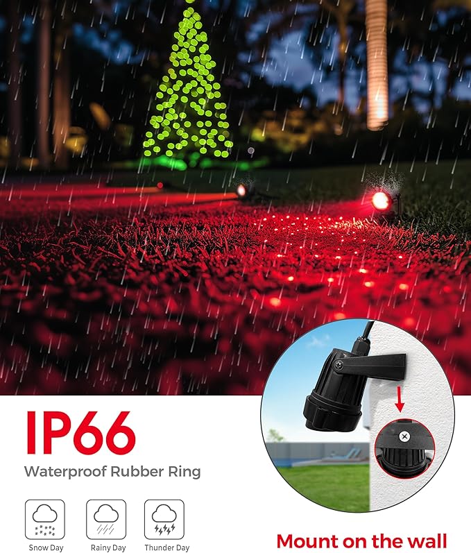 L LOHAS LED Christmas Spotlight Outdoor, Red Spot Lights for Yard, Auto On/Off 5W 120V Landscape Lighting for House, Holiday, Trees, Decoration, 450LM IP66 Waterproof, UL Listed, 2 Pack