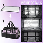 Wearable Cleaning Caddy, Cleaning Caddy Supplies Organizer with Handle & Shoulder Straps for Housekeepers, Under Sink & Car Cleaning Tool Organizers Bag with 4 Foldable Divider (Lilac)