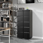 5 Drawer Rolling File Cabinet with Lock, Metal Filing Cabinets on Wheels, Vertical Steel Office Drawers Storage for Hanging Legal/Letter Folders, Require Assembly (Black)