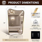 ANDY STAR Gold Vanity Mirror, 26x38 Inch Brushed Gold Asymmetrical Wall Mirror, Antique Brass Bathroom Mirror in Anti-Rust Stainless Steel Metal Frame, Large Decorative Mirror, Butterfly Shape