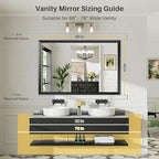 60x40 Inch Black Bathroom Mirror for Wall, Thick Metal Framed Rectangle Mirrors for Over Sink, Bedroom, Living Room, Entryway, Anti-Rust, HD Tempered Glass