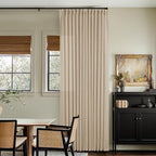 Warm Beige Linen Curtains 102 Inches Long 2 Panels for Living Room Thick Linen Flax Cloth Pinch Pleated Memory Trained Back Tab Light Filtering Semi Sheer Curtain with Hook Rings Sand Cream Neutral