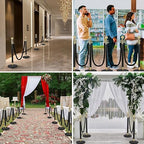 8PACK Stainless Steel Stanchion Post Queue 5 ft Black Velvet Ropes and Stanchion Poles Set Crowd Control Barriers with Fillable Base Used for Party Wedding Theaters Red Carpet - Black & Gold Color