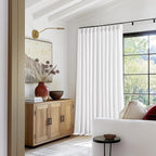 Pinch Pleated Extra Wide Linen Curtains 120 Inches Long for Patio Sliding Glass Door White 70 Inch Wide Pleated Drapes with Hooks Rings Neutral Natural Semi Sheer 70x120 Curtain for Living Room