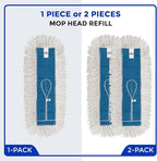 Nine Forty 24" Premium Cotton Dust Mop Kit - Heavy Duty Mop Head with Wood Handle for Industrial, Commercial, and Residential Cleaning - Dry Floor Duster for Hardwood Surfaces - White