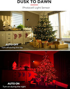 L LOHAS LED Christmas Spotlight Outdoor, Red Spot Lights for Yard, Auto On/Off 5W 120V Landscape Lighting for House, Holiday, Trees, Decoration, 450LM IP66 Waterproof, UL Listed, 2 Pack