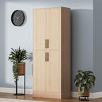 71" Tall Pantry Cabinet with 4 Doors, Kitchen Pantry Storage Cabinet, Freestanding Larder Cupboard, Utility Kitchen Hutch with Gold Handles for Dining Room, Bathroom, Oak