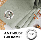 H.VERSAILTEX Linen Blackout Curtains 45 Inches Long 100% Absolutely Blackout Thermal Insulated Textured Linen Look Curtain Draperies Anti-Rust Grommet, Energy Saving with White Liner, 2 Panels, Sage
