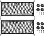 2 Layer Small Cargo Net,Cargo Storage Pocket Net, Mesh Elastic Pouch Organizer with Mounting Screws Hooks for Car,Rv, Trunk,Boats,SUV, Truck (2 Pack,19.8 x 9.8Inch(50 x25cm)