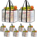 10 Pack Reusable Grocery Bags, Heavy-Duty Shopping Bags with Sturdy Handles, Water-Resistant & Foldable Organizer, Shopping Bags for Groceries, Market, Car Trunk, Multi-Purpose, 42L