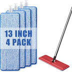 JOYMOOP Microfiber Mop Pads Replacement for JOYMOOP Flat Mop Bucket Set, Pack of 4 Refills 13-inch - Slate Blue