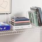Wire Shelf Dividers - White Closet Organization & Storage Organizer - No Tool Shelf Divider for Wire Shelves - Metal Shelf Accessories – for 12“ Deep Wire Shelves – Tall 7” Height – 4 Pack