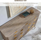 T4TREAM Fluted 9 Drawers Dresser, Modern Wooden Top Chest of Drawers with Curved Profile Design, Dresser TV Stand Drawer Organizers for Bedroom, Living Room, Hallway(Alder Grey)