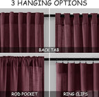 Nanspring Burgundy Curtains 72 Inch Length for Living Room Semi Sheer Light Filtering Door Drapes 2 Panels Set for Kids Bedroom Light Filtering Back Tab Rod Pocket Modern Farmhouse Decor 52x72