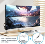 AVLT 57 Inch Heavy Duty Pole Top Mount Monitor Arm Series – Dual & Single Add-On Kits, Height Adjustable, VESA Compatible (White, Add-On Monitor Arm)