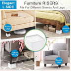 Bed Risers 1 inch, 2 inch, 3 inch, 4 inch Heavy Duty, Adjustable Furniture Riser for Table Desk Couch Sofa Chair Recliner Leg Frame Dorm, Stackable Bed Raisers Blocks (White 4 Pack, 1 inch)