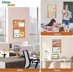 36"x24" Enclosed Cork Bulletin Board Tamper-Proof Dispaly Case,Brown Fabric&Aluminium Frame,Shatter Resistant Lockable Bulletin Board with Clear Acrylic Door for School,Office,Mall,Community,Hospital