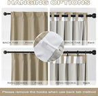 DUALIFE Taupe Blackout Curtains for Bedroom 90 Inch Length, Linen Pencil Pleat Farmhouse Traverse 100% Black Out Heat & Cold Back Tab Drapes with Hooks for Track System Sliding Door 2 Panels
