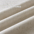 H.VERSAILTEX Linen Curtains 100% Blackout Curtains for Bedroom 45 inch Long Full Light Blocking Nature Linen Blended Window Curtains for Living Room Nickel Grommet (2 Panels, Heathered Linen)