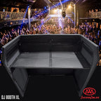 AxcessAbles DJ BOOTH XL 58" wide x 29" deep DJ Facade Table | Portable Extra Wide DJ Table Booth with Black and White Scrims, Carry Cases | Large DJ Controller Stand | Music Mixer Stand
