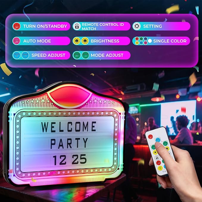 LED Letter Bottle Presenter, VIP Bottle Service Sign, Hand Held Light Box with Color Change for Club, Bar, Party, Birthday, Store - Acrylic Frame with 4 Letter Sets & 2 Number Sets (Whiteboard Letters)