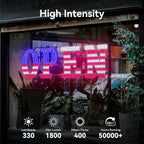 30" x 10" American Flag LED OPEN Sign with Remote Control, Dimmable Brightness, Flash Modes & Speed, Easy Hang Plug-in Storefront Window Sign for Shop, Bar, Salon