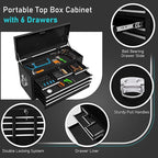 Bonusall 8-Drawer Rolling Tool Chest and Cabinet Combo,Heavy-Duty Metal Garage Tool Chest with Wheels,2-in-1 Top Chest and Roller Cabinet Combo for Garage, Workshop, Warehouse, Black