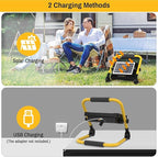 Solar Work Light Rechargeable Spotlight with Stand, MASMEJOR Rechargeable Worklight 12000mAh/ 10000LM/ 336 LEDs/ 4 Lighting Modes, LED Work Light for for Outdoor Camping, Yard, Garage, Hiking