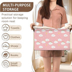 Pink Cloud Storage Basket Large 17x11.5x10.5 Inches - Collapsible Fabric Organizer Bin with Handles for Nursery, Girls Room, Toys - Foldable Decorative Hamper with Soft Fluffy Design - Single Pack