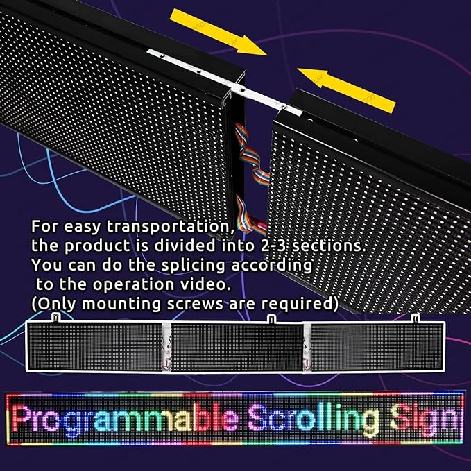 XSGD P10 Scrolling LED Sign WiFi Programmable LED Display, Outdoor IP65 Waterproof Digital Message Display Board, Customizable Neon Sign Open Signs for Business Advertising Store Restaurants 115"X14"