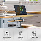 Rolling Kitchen Island with Drop Leaf & Power Outlet, Large Kitchen Islands Cart on Wheels, Movable Kitchen Island with 5 Open Storage Shelves & Towel Rack for Kitchen, Dining Room, 53-Inch, Grey Blue