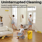 JOYMOOP Industrial Mop and Bucket Set, 17.7-inch Dust Mops for Floor Cleaning, Flat Mop Bucket with Wringer, Include 5 Reusable Microfiber Mop Pads - Yellow