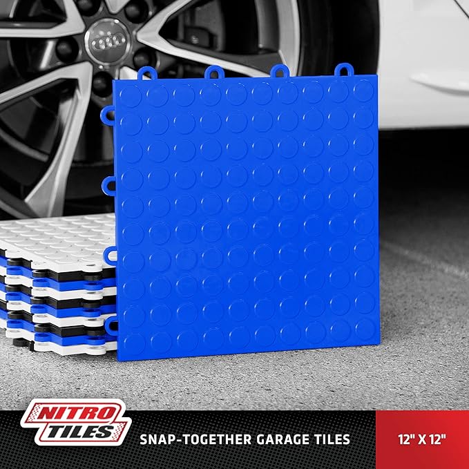 IncStores FlooringInc's Nitro 12"x12" Snap-Together Garage Flooring Tiles, Non-Slip Interlocking Plastic Floor Mat, Garage Organization & Storage, Coin Pattern, Graphite, 52 Tiles, 52 Sq/Ft