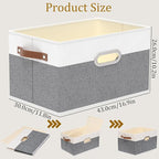 Yawinhe Fabric Storage Bins with Handles, Foldable Baskets for Shelves, Cubes with 3 Handles, Large Boxes for Clothes, White/Grey, 16.9''Lx11.8''Wx10.2''H, 6-Pack