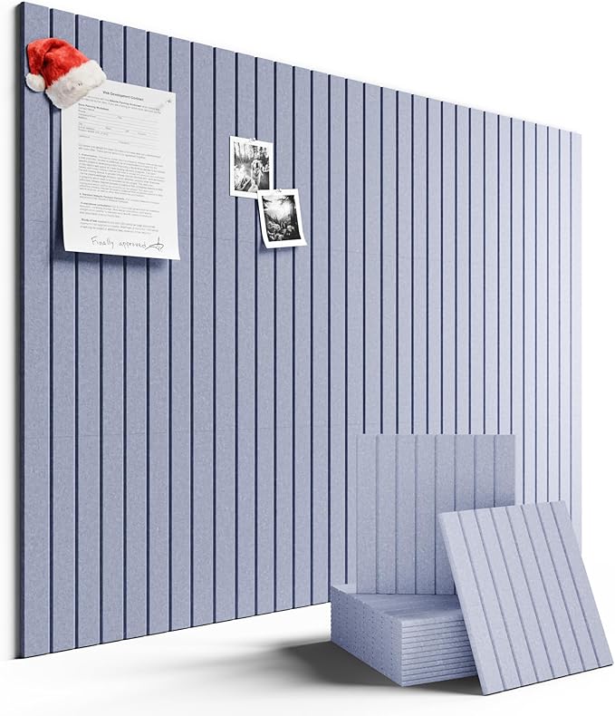 Large Felt Bulletin Board 48" x 36" Cork Board Alternative-12 Pack with 70 Safe Removable Adhesive Tabs, Cork Boards for Walls for Home Office Classroom Pin Board (Soft Periwinkle)