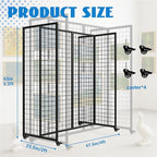 Grid Wall Panels, Grid Wall with Wheels,4x5.5Ft Gridwall Panel Display Stand,Sturdy Art Display Panels, Grid Display Stand, Black
